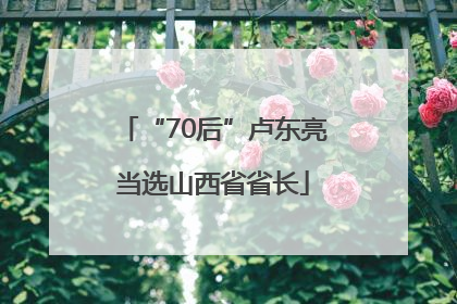 “70后”卢东亮当选山西省省长