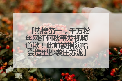 热搜第一，千万粉丝网红何秋亊发视频道歉！此前被指演唱会造型抄袭汪苏泷