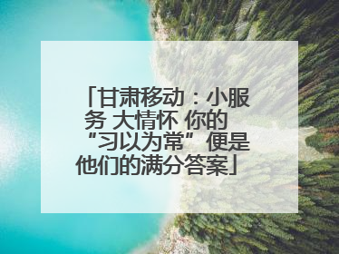 甘肃移动：小服务 大情怀 你的“习以为常”便是他们的满分答案