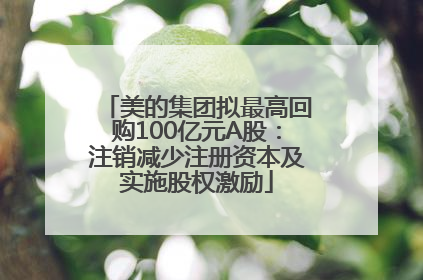 美的集团拟最高回购100亿元A股：注销减少注册资本及实施股权激励