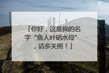 你好，这是我的名字“鱼人叶硝水母”，请多关照！