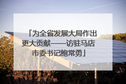 为全省发展大局作出更大贡献——访驻马店市委书记鲍常勇