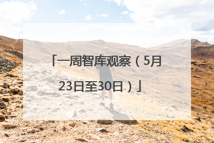 一周智库观察（5月23日至30日）
