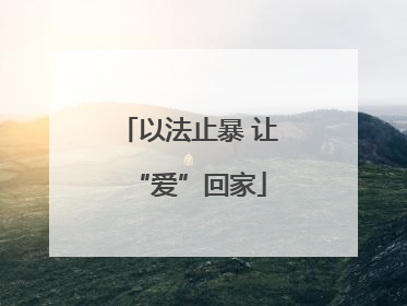 以法止暴 让“爱”回家