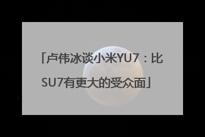 卢伟冰谈小米YU7：比SU7有更大的受众面
