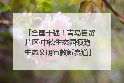 全国十强！青岛自贸片区·中德生态园领跑生态文明宣教新赛道