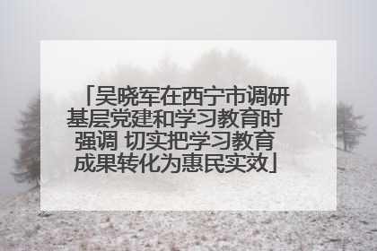吴晓军在西宁市调研基层党建和学习教育时强调 切实把学习教育成果转化为惠民实效