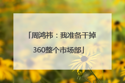 周鸿祎：我准备干掉360整个市场部