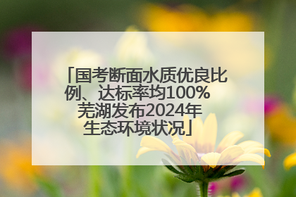国考断面水质优良比例、达标率均100% 芜湖发布2024年生态环境状况