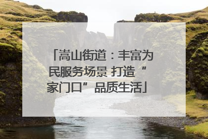 嵩山街道：丰富为民服务场景 打造“家门口”品质生活