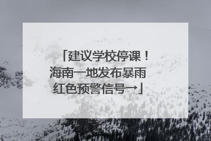 建议学校停课！海南一地发布暴雨红色预警信号→
