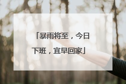暴雨将至，今日下班，宜早回家
