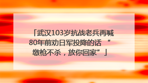 武汉103岁抗战老兵再喊80年前劝日军投降的话 “缴枪不杀，放你回家”