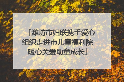 潍坊市妇联携手爱心组织走进市儿童福利院暖心关爱助童成长