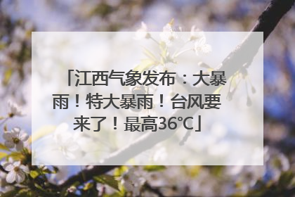 江西气象发布：大暴雨！特大暴雨！台风要来了！最高36℃