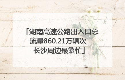 湖南高速公路出入口总流量860.21万辆次 长沙周边最繁忙
