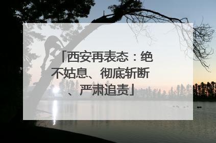 西安再表态：绝不姑息、彻底斩断、严肃追责
