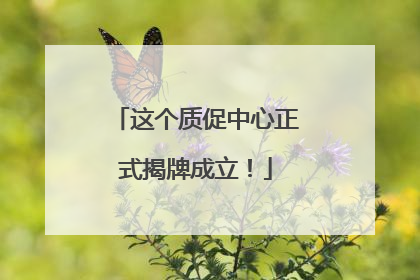 这个质促中心正式揭牌成立！