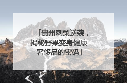贵州刺梨逆袭，揭秘野果变身健康奢侈品的密码