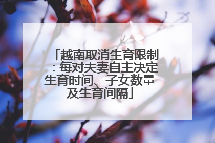 越南取消生育限制：每对夫妻自主决定生育时间、子女数量及生育间隔