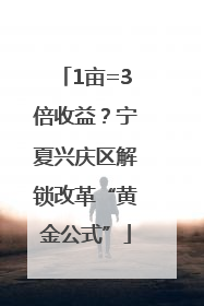 1亩=3倍收益？宁夏兴庆区解锁改革“黄金公式”