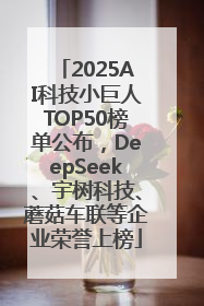 2025AI科技小巨人TOP50榜单公布，DeepSeek、宇树科技、蘑菇车联等企业荣誉上榜