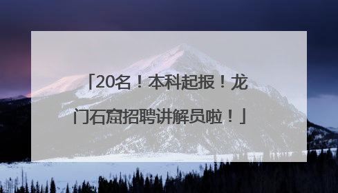 20名！本科起报！龙门石窟招聘讲解员啦！